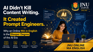 AI didn't kill English grads—it created prompt engineers. See the MA English scope in AI era, 2026 salaries & why JNU's online master's in English wins.AI didn't kill English grads—it created prompt engineers. See the MA English scope in AI era, 2026 salaries & why JNU's online master's degree in English wins.