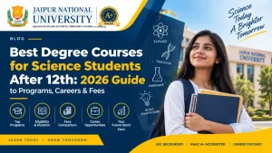 Best degree courses for science students after 12th in 2026, covering top programs, eligibility, fees, career opportunities, and future pathways at JNU Jaipur Online.
