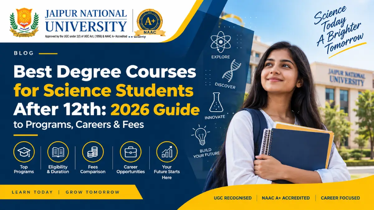 Best degree courses for science students after 12th in 2026, covering top programs, eligibility, fees, career opportunities, and future pathways at JNU Jaipur Online.
